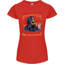 No Coffee No Work Funny Skull Grim Reaper Womens Petite Cut T-Shirt Red