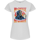 No Coffee No Work Funny Skull Grim Reaper Womens Petite Cut T-Shirt White
