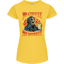 No Coffee No Work Funny Skull Grim Reaper Womens Petite Cut T-Shirt Yellow