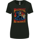 No Coffee No Work Funny Skull Grim Reaper Womens Wider Cut T-Shirt Black