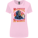 No Coffee No Work Funny Skull Grim Reaper Womens Wider Cut T-Shirt Light Pink