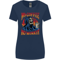 No Coffee No Work Funny Skull Grim Reaper Womens Wider Cut T-Shirt Navy Blue