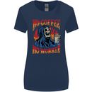 No Coffee No Work Funny Skull Grim Reaper Womens Wider Cut T-Shirt Navy Blue