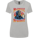 No Coffee No Work Funny Skull Grim Reaper Womens Wider Cut T-Shirt Sports Grey