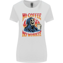 No Coffee No Work Funny Skull Grim Reaper Womens Wider Cut T-Shirt White