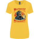 No Coffee No Work Funny Skull Grim Reaper Womens Wider Cut T-Shirt Yellow