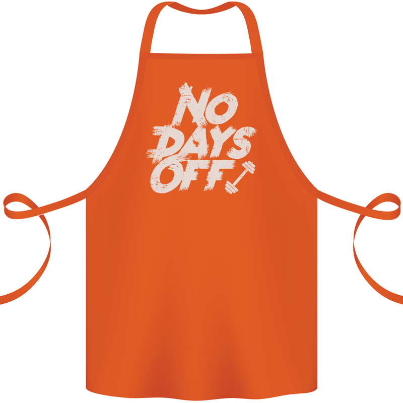 No Days Off Gym Training Top Bodybuilding Cotton Apron 100% Organic Orange