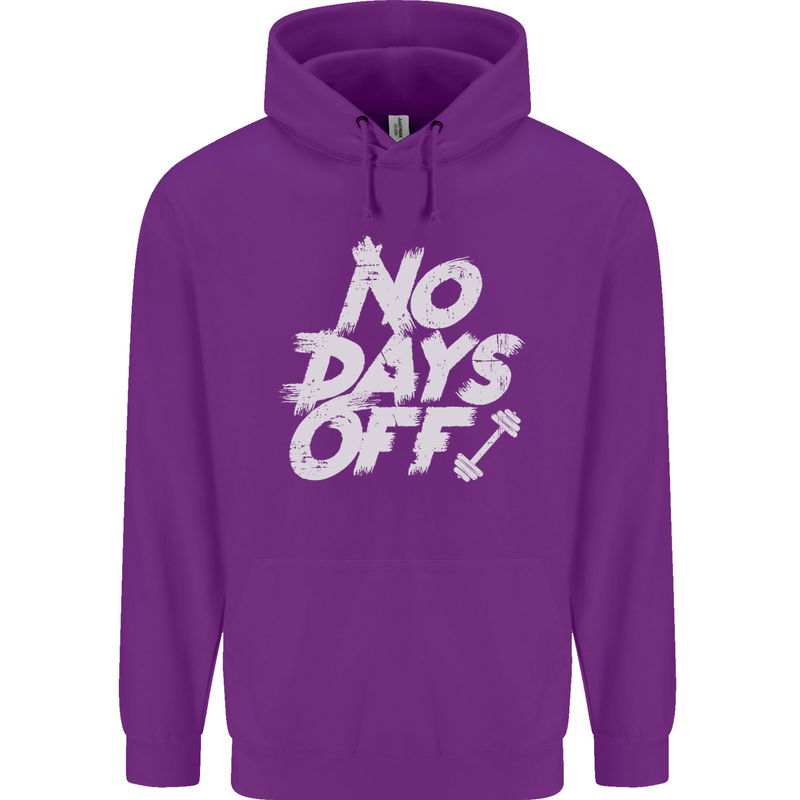 No Days Off Gym Training Top Bodybuilding Mens 80% Cotton Hoodie Purple
