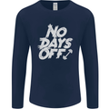 No Days Off Gym Training Top Bodybuilding Mens Long Sleeve T-Shirt Navy Blue