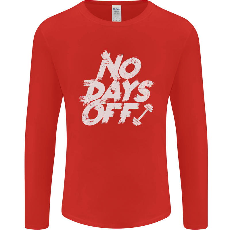 No Days Off Gym Training Top Bodybuilding Mens Long Sleeve T-Shirt Red