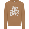 No Days Off Gym Training Top Bodybuilding Mens Sweatshirt Jumper Caramel Latte