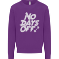 No Days Off Gym Training Top Bodybuilding Mens Sweatshirt Jumper Purple