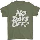No Days Off Gym Training Top Bodybuilding Mens T-Shirt Cotton Gildan Military Green