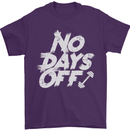 No Days Off Gym Training Top Bodybuilding Mens T-Shirt Cotton Gildan Purple