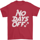 No Days Off Gym Training Top Bodybuilding Mens T-Shirt Cotton Gildan Red