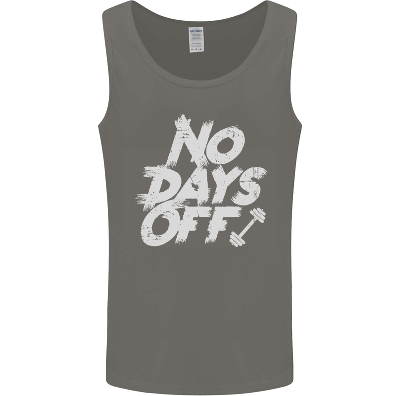 No Days Off Gym Training Top Bodybuilding Mens Vest Tank Top Charcoal