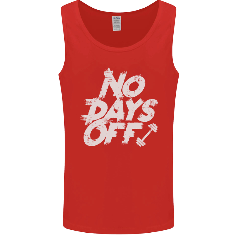 No Days Off Gym Training Top Bodybuilding Mens Vest Tank Top Red