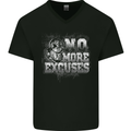 No Excuses Gym Training Top Bodybuilding Mens V-Neck Cotton T-Shirt Black