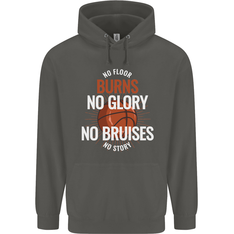No Floor Burns No Glory Basketball Childrens Kids Hoodie Storm Grey