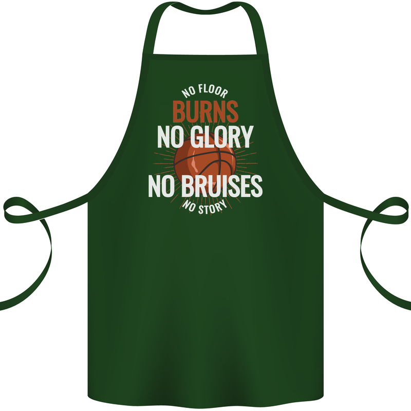No Floor Burns No Glory Basketball Cotton Apron 100% Organic Forest Green