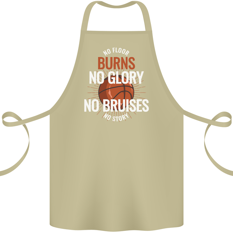 No Floor Burns No Glory Basketball Cotton Apron 100% Organic Khaki