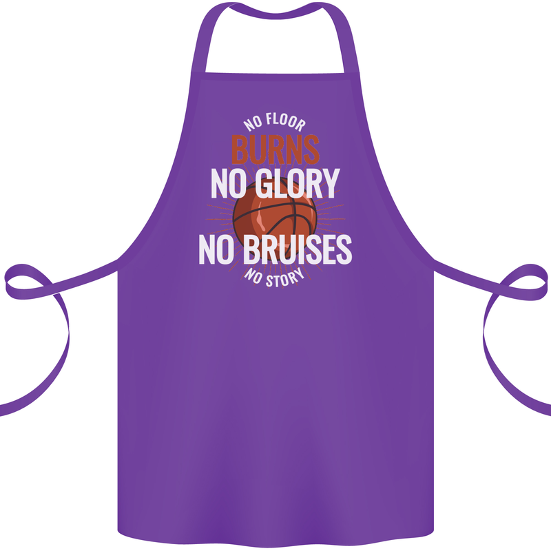 No Floor Burns No Glory Basketball Cotton Apron 100% Organic Purple