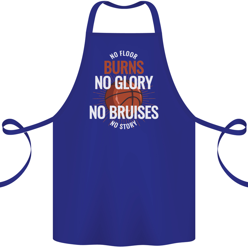 No Floor Burns No Glory Basketball Cotton Apron 100% Organic Royal Blue