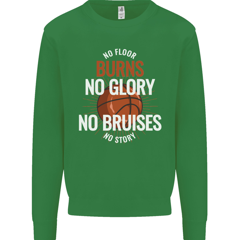 No Floor Burns No Glory Basketball Kids Sweatshirt Jumper Irish Green