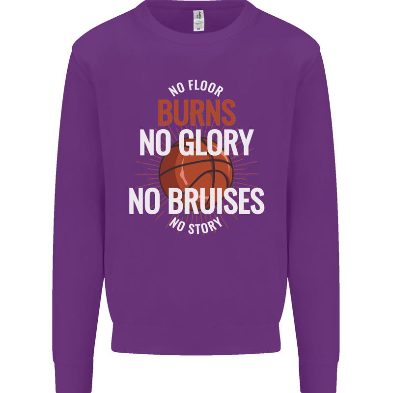 No Floor Burns No Glory Basketball Kids Sweatshirt Jumper Purple