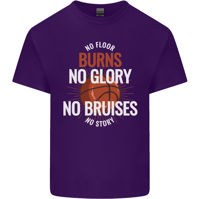 No Floor Burns No Glory Basketball Mens Cotton T-Shirt Tee Top Purple