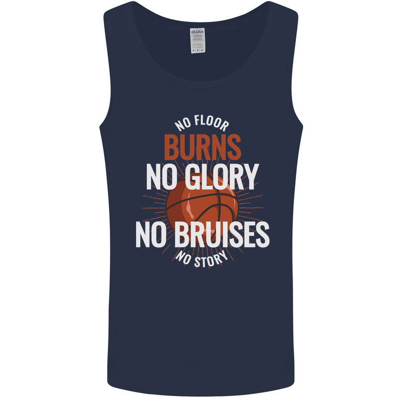 No Floor Burns No Glory Basketball Mens Vest Tank Top Navy Blue