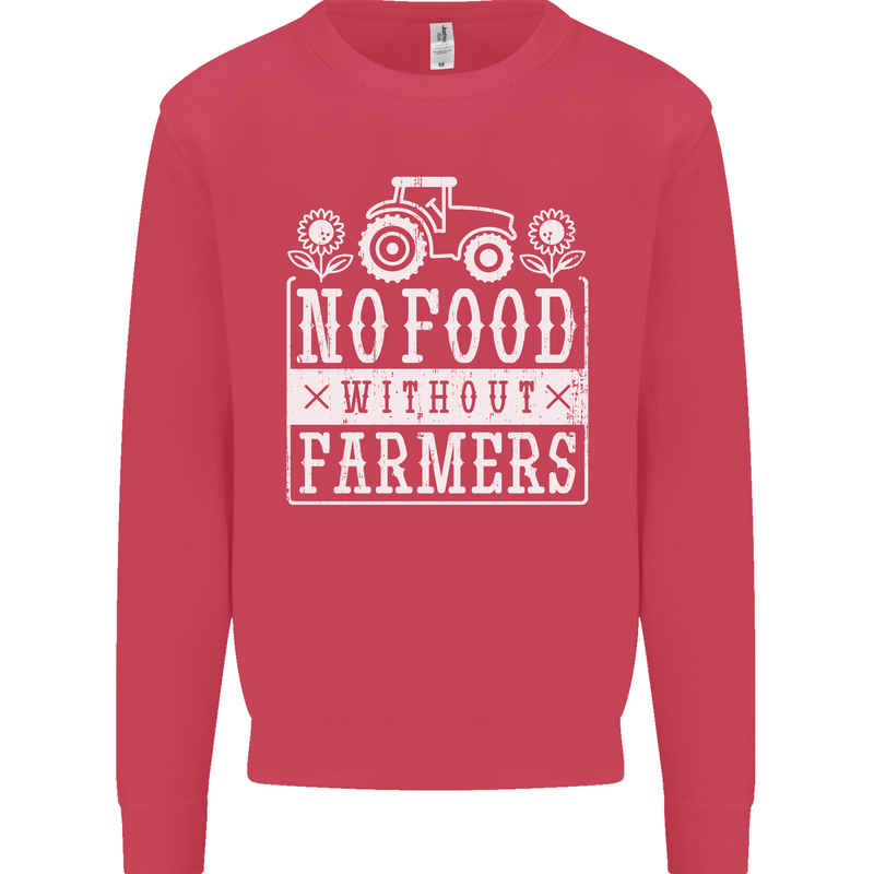 No Food Without Farming Farmers Kids Sweatshirt Jumper Heliconia