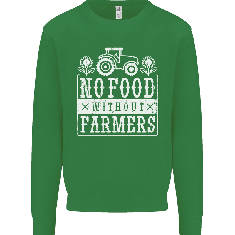 No Food Without Farming Farmers Kids Sweatshirt Jumper Irish Green