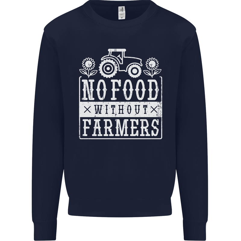 No Food Without Farming Farmers Kids Sweatshirt Jumper Navy Blue