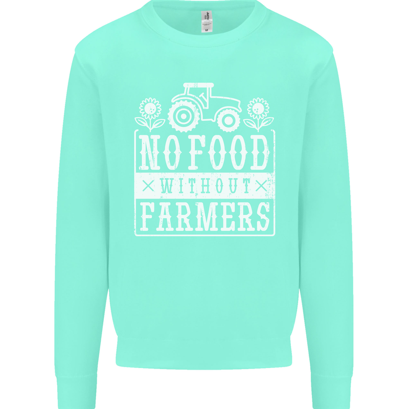 No Food Without Farming Farmers Kids Sweatshirt Jumper Peppermint