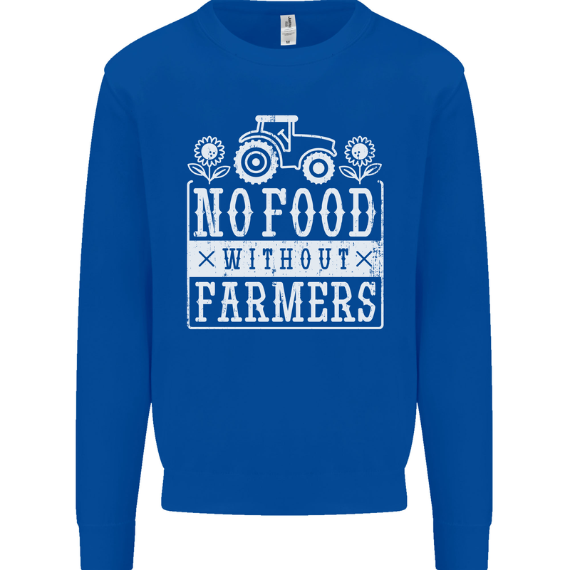 No Food Without Farming Farmers Kids Sweatshirt Jumper Royal Blue