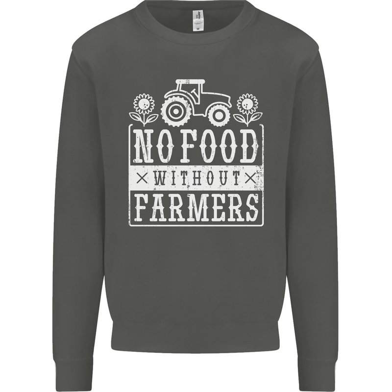 No Food Without Farming Farmers Kids Sweatshirt Jumper Storm Grey