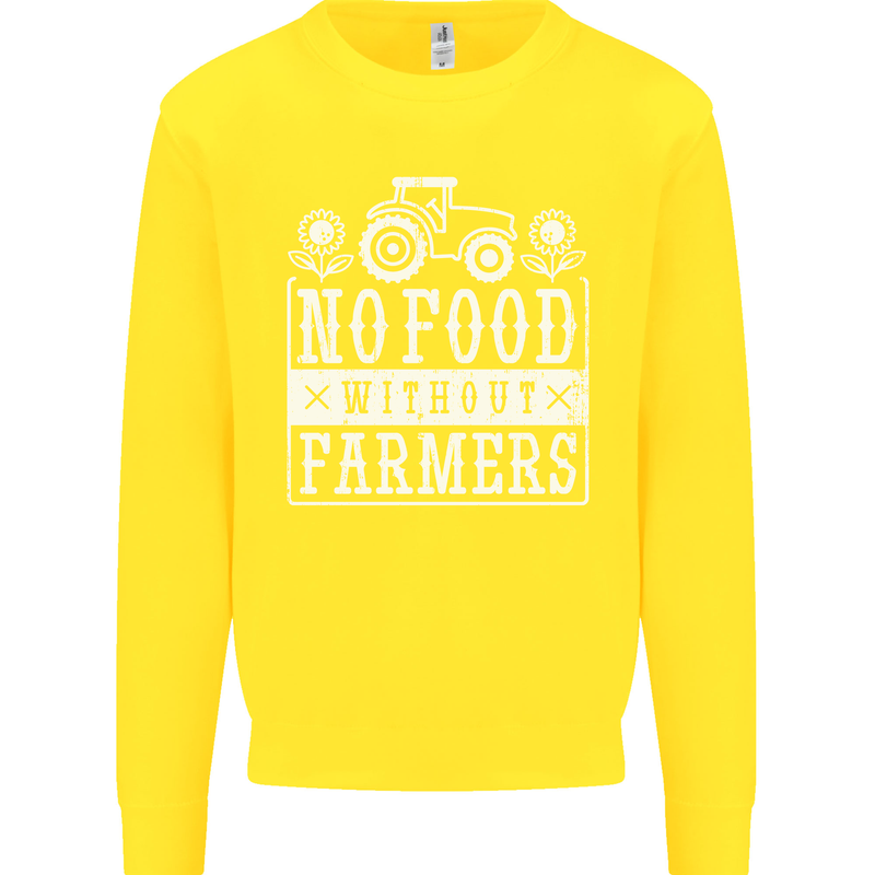 No Food Without Farming Farmers Kids Sweatshirt Jumper Yellow