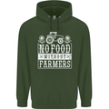 No Food Without Farming Farmers Mens 80% Cotton Hoodie Forest Green