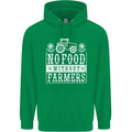 No Food Without Farming Farmers Mens 80% Cotton Hoodie Irish Green