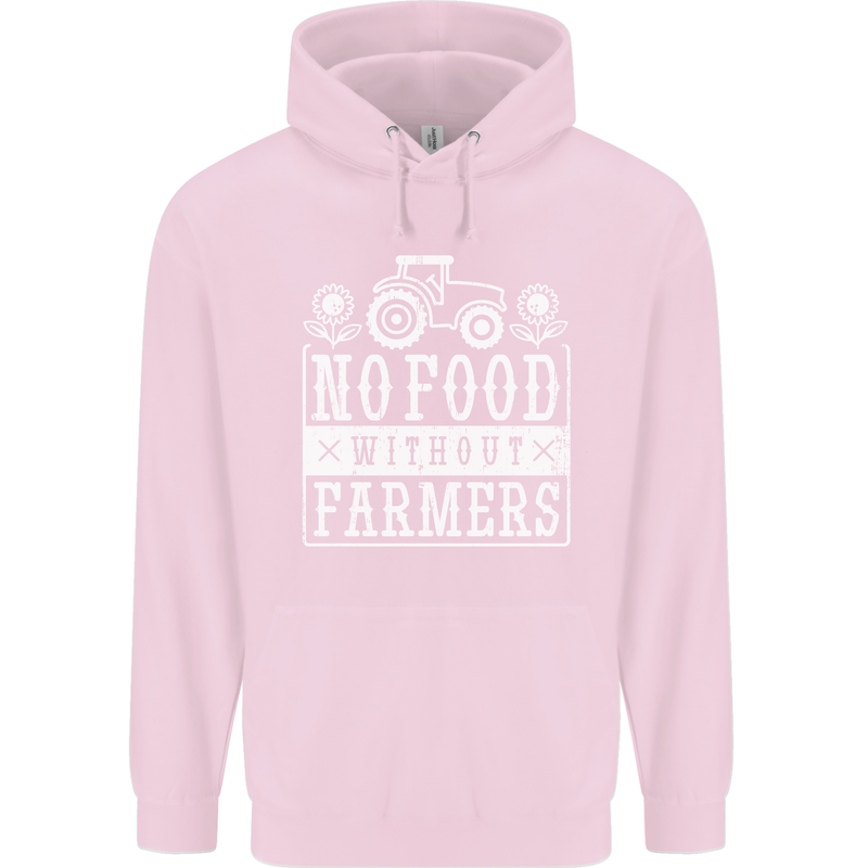 No Food Without Farming Farmers Mens 80% Cotton Hoodie Light Pink