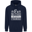 No Food Without Farming Farmers Mens 80% Cotton Hoodie Navy Blue