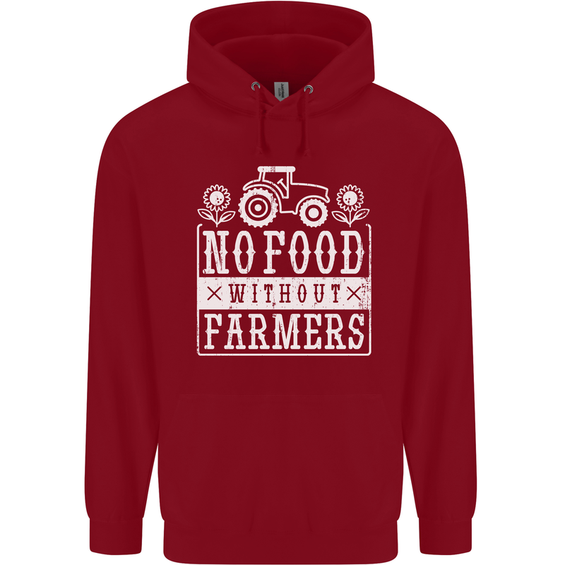 No Food Without Farming Farmers Mens 80% Cotton Hoodie Red