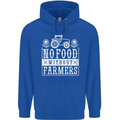 No Food Without Farming Farmers Mens 80% Cotton Hoodie Royal Blue