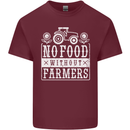 No Food Without Farming Farmers Mens Cotton T-Shirt Tee Top Maroon