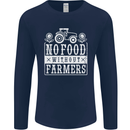 No Food Without Farming Farmers Mens Long Sleeve T-Shirt Navy Blue