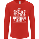 No Food Without Farming Farmers Mens Long Sleeve T-Shirt Red