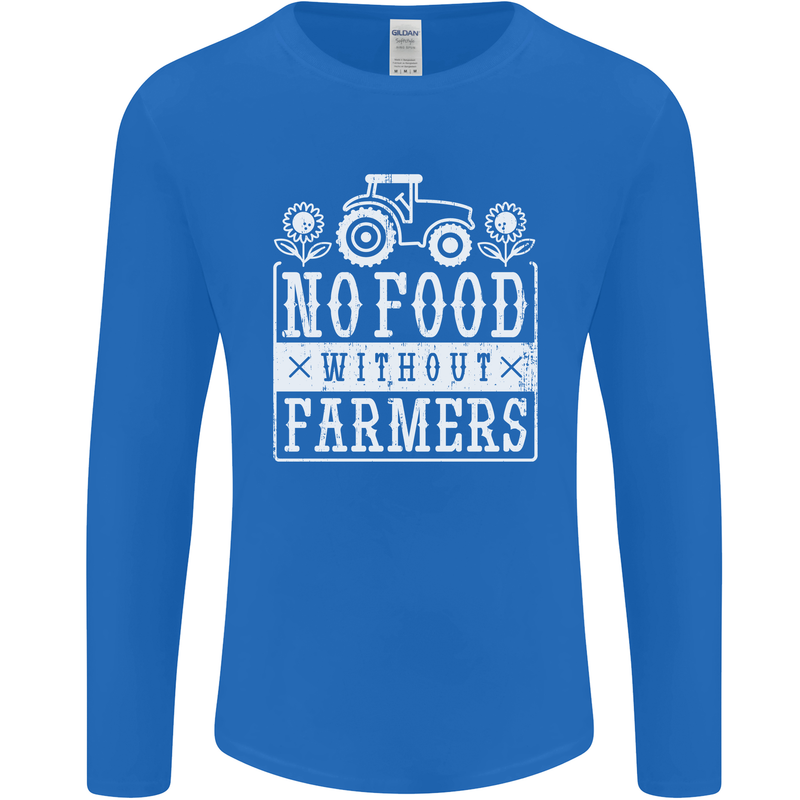 No Food Without Farming Farmers Mens Long Sleeve T-Shirt Royal Blue