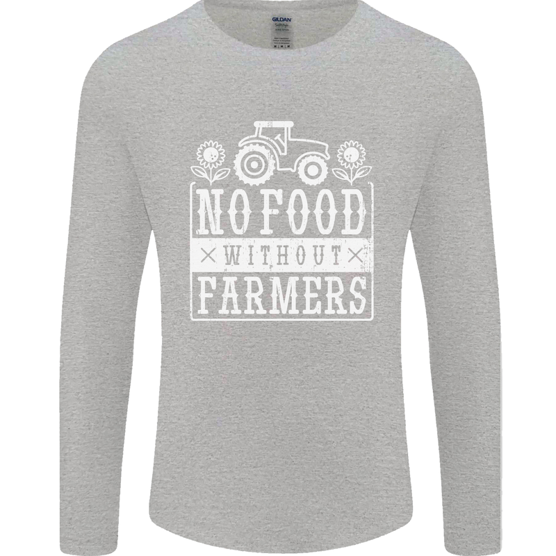 No Food Without Farming Farmers Mens Long Sleeve T-Shirt Sports Grey