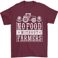 No Food Without Farming Farmers Mens T-Shirt 100% Cotton Maroon